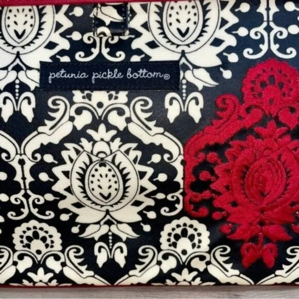 Petunia Pickle Bottom Frolicking In Fez Damask Diaper Bag Wristlet